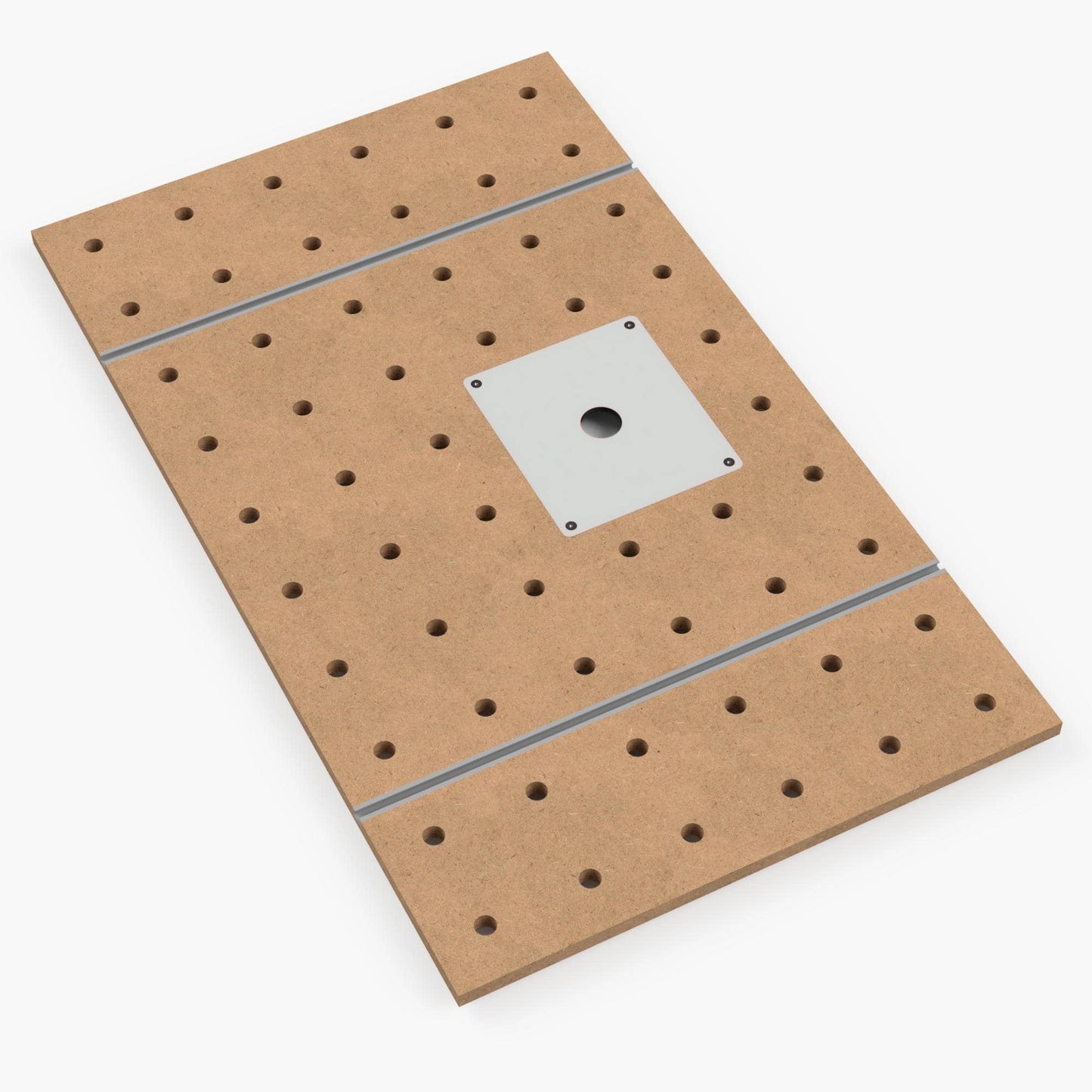 MDF Lochplatte mit Fräseinsatz 100×60cm – mit Lochraster CNC-gefräst