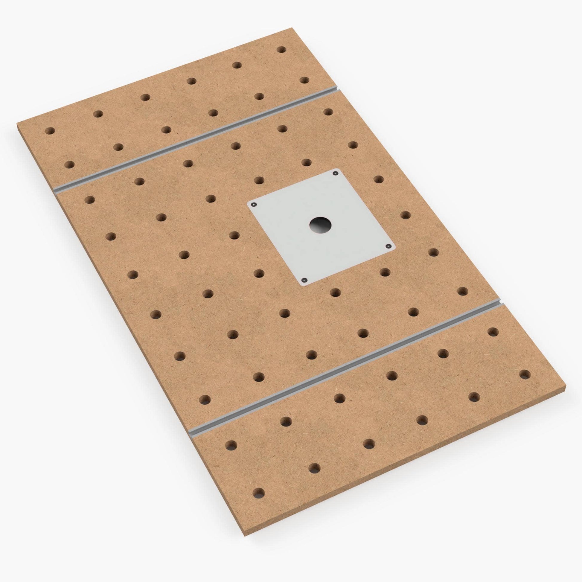 MDF Lochplatte mit Fräseinsatz 100×60cm – mit Lochraster CNC-gefräst