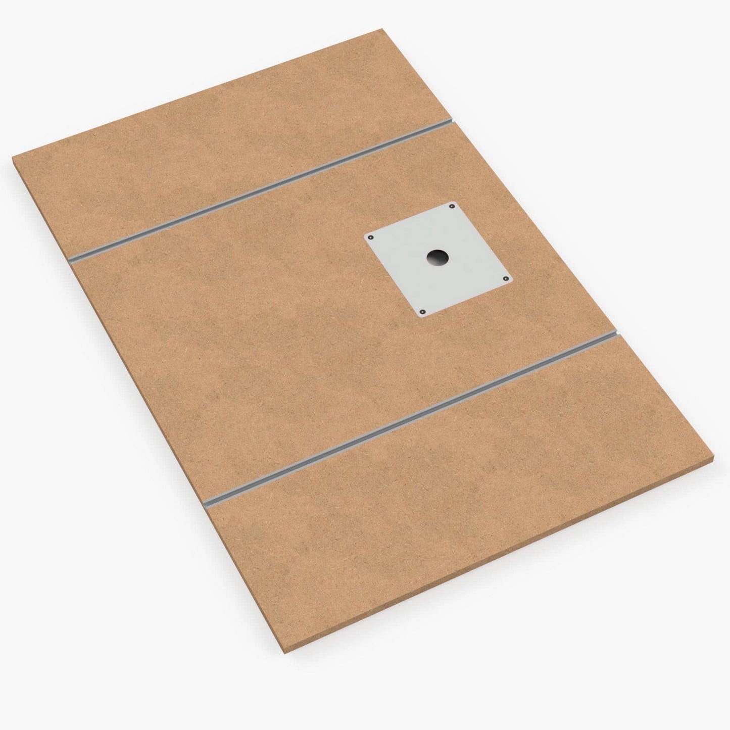 MDF Lochplatte 120×80cm längs mit Fräsausschnitt  – ohne Lochraster Made in Germany