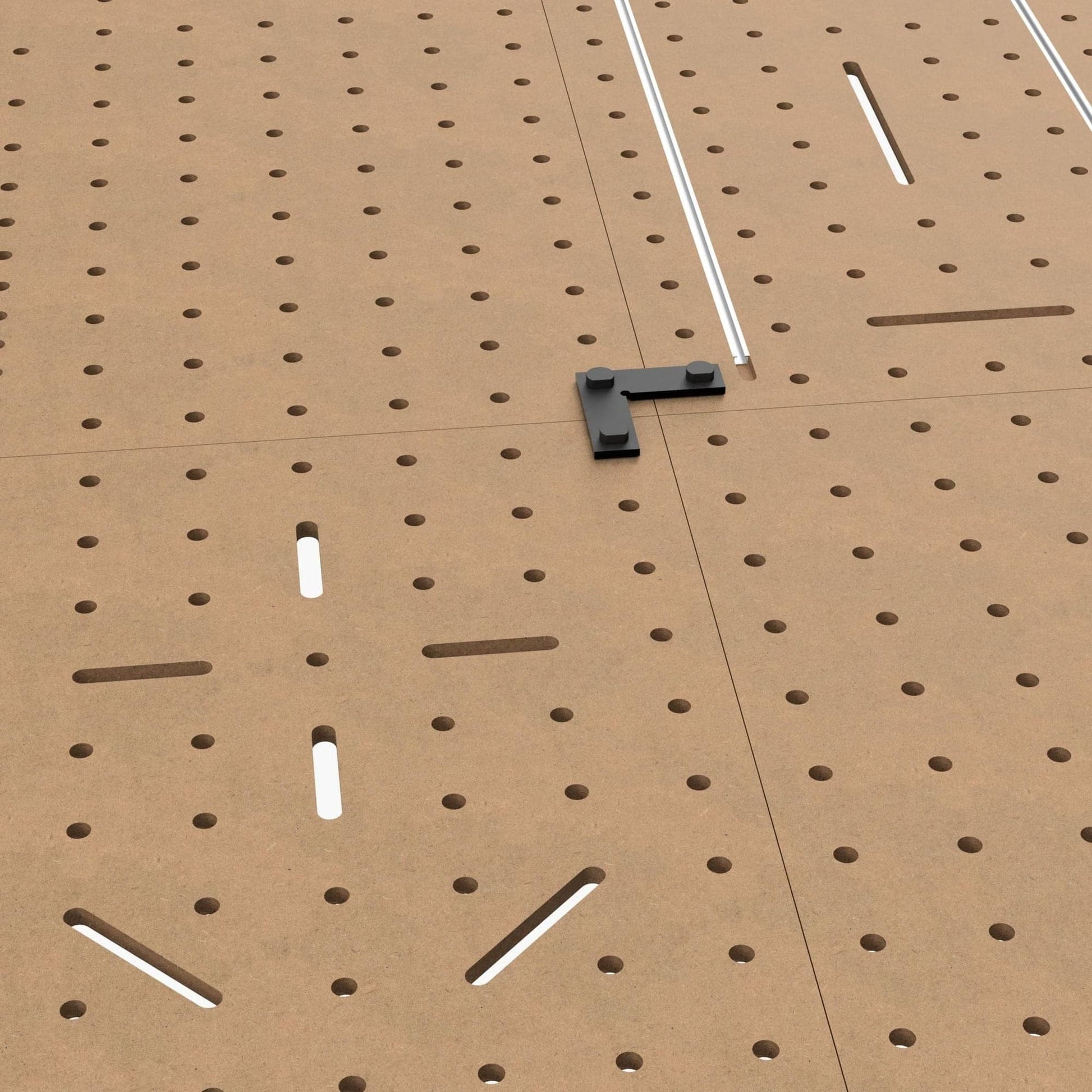 Aufnahme Verbindung der Lochplatten -  MDF Basis 100mm Lochraster