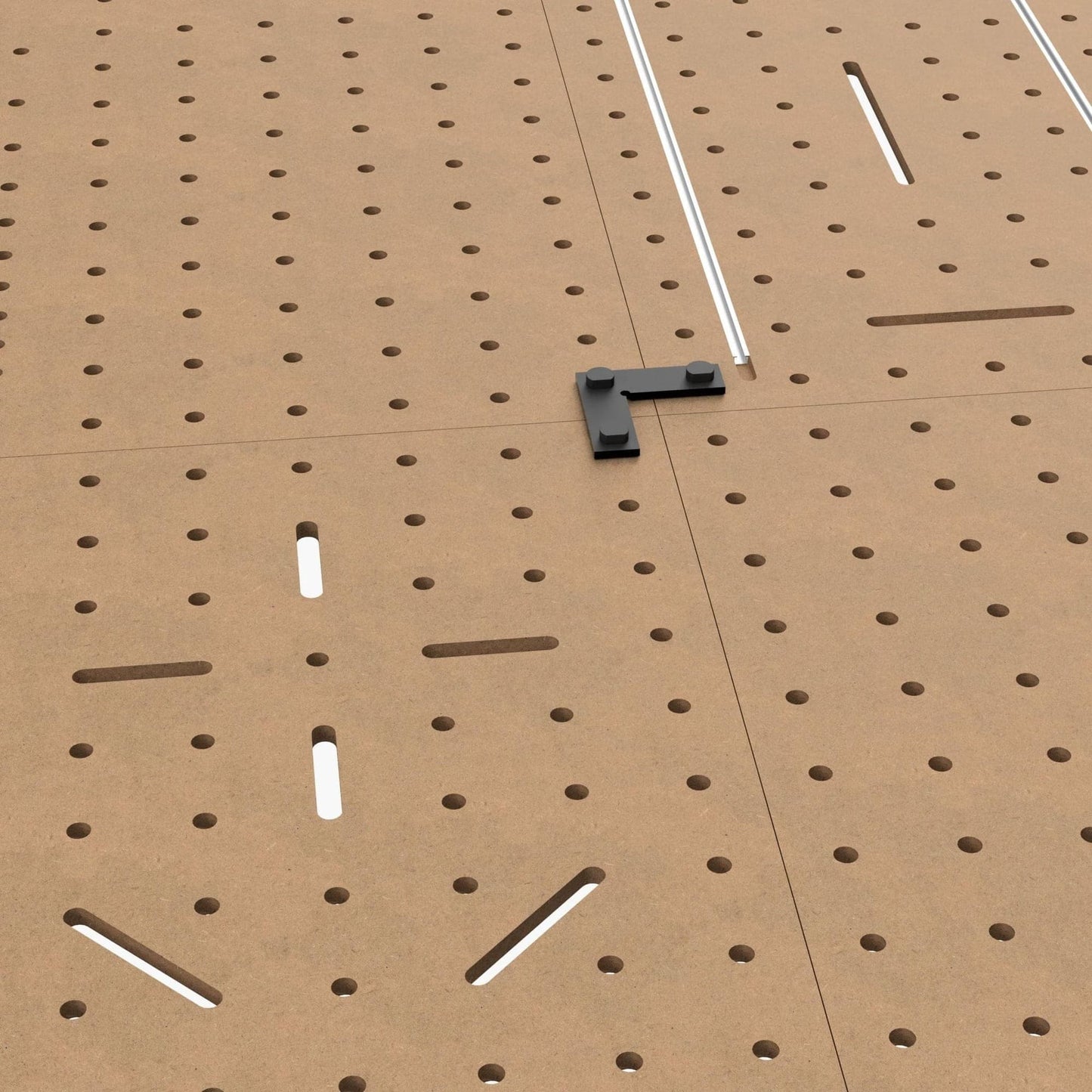 MDF Lochplatten T-Nut nahtlos aneinandergereiht – lückenloses Lochraster und T-Nut